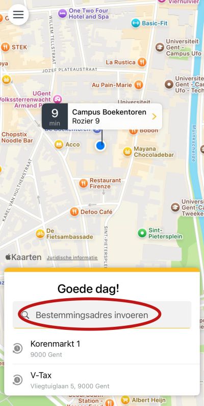 Rit boeken in de Taxi.eu app